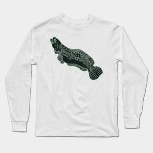 silhouette of a snakehead fish Long Sleeve T-Shirt
